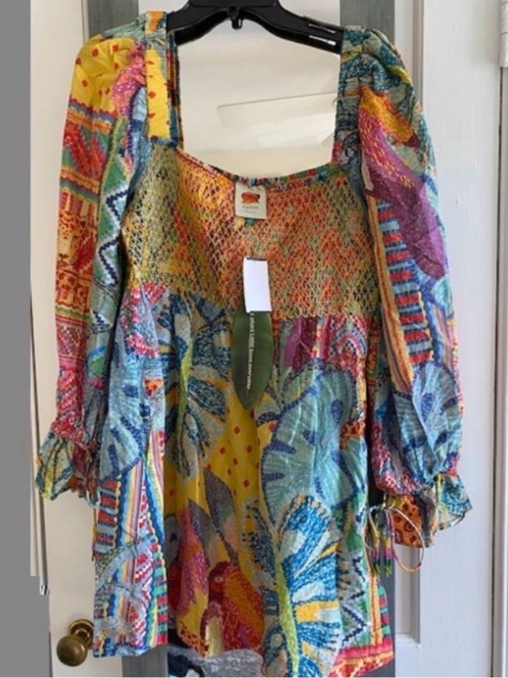 Farm Rio. Women’s Multicolor Boho Smocked Peasant dress - Picture 12 of 16